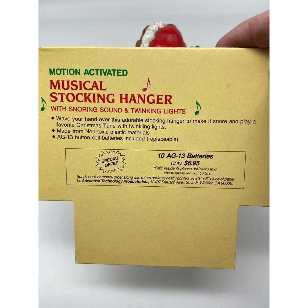 Vtg 1994 Stocking Hanger Snoring Bear Motion Activated Musical‎ Tested